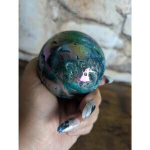 Mythical magical aura coated Sphalerite Sphere blue mermaid gotch witch Crystal